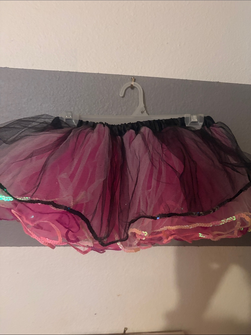 Pink and Black Layered Tulle tutu with Sequin Trim - Picture 1 of 3